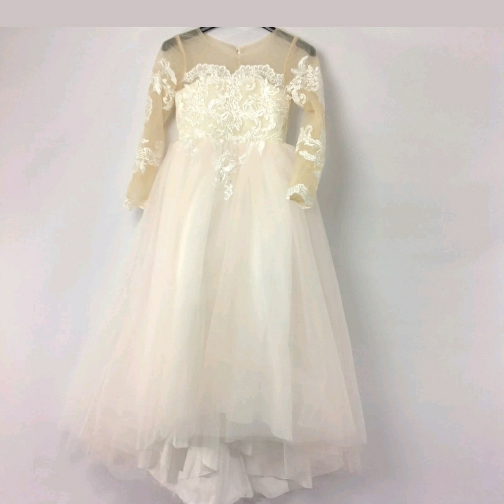 Abao Wedding Girls Dress Lace Tulle Illusion - Picture 1 of 6